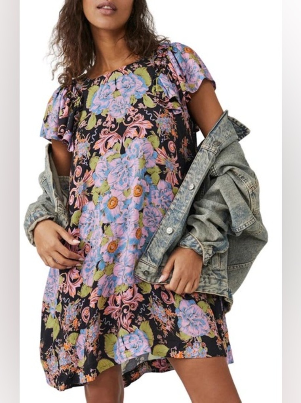 NWOT Free People Free People Yara Printed Mini Dress in Twilight Combo